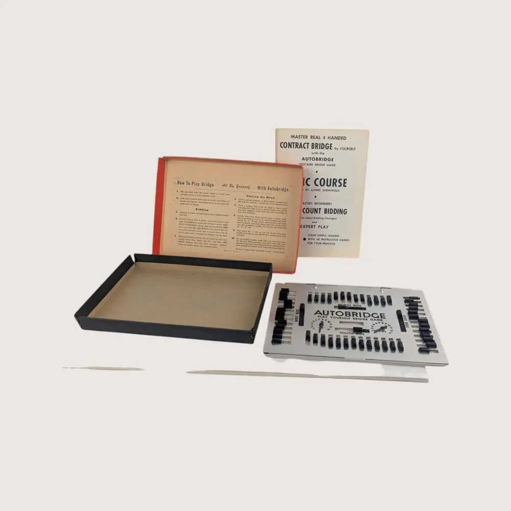 Vintage 1959 Auto Bridge Solitaire Card Game Deluxe Pocket Model